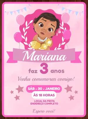 Convite de Aniversário Moana Baby para Editar Online