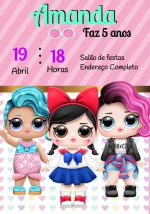 Convite de Aniversário Lol Surprise com Bonecas para Editar