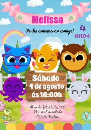 Convite de Aniversário Bolofofos Menina para Editar Online