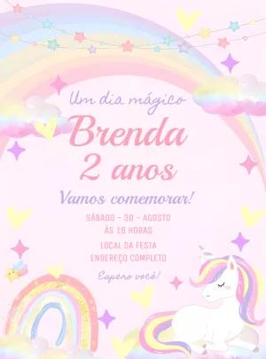 Convite Aniversário Unicórnio Mágico para Editar Online