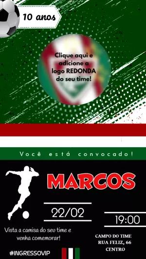 Convite Aniversário Futebol com Logo do Time para Editar