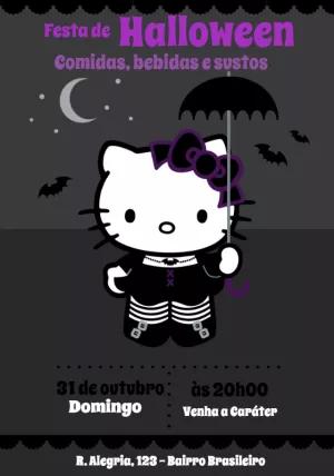 Convite de Halloween Hello Kitty Editável Online para Imprimir