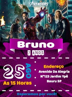 Convite de Aniversário Vingadores para Editar Online