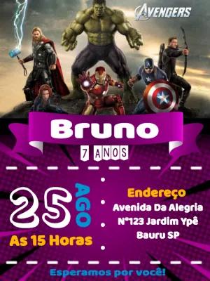 Convite Aniversário Vingadores com Heróis para Editar Online