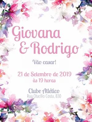 Convite de Casamento Florido Aquarela para Editar Online