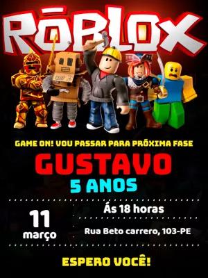 Convite de Aniversário Roblox com Personagens para Editar Online