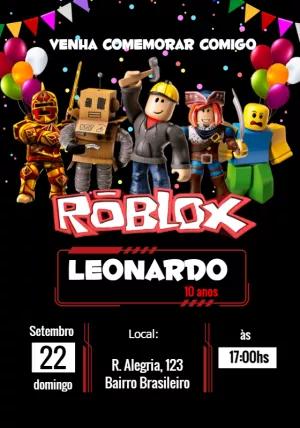 Convite Aniversário Roblox com Personagens para Editar Online
