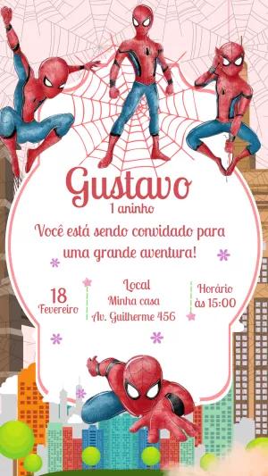 Convite de Aniversário Homem-Aranha para Editar Online e Imprimir