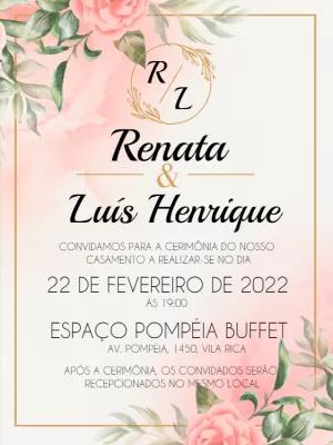 Convite de Casamento Floral Aquarela para Editar Online
