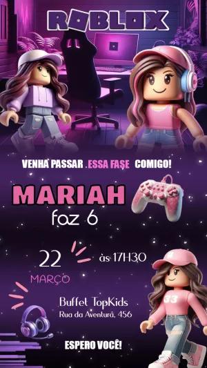 Convite de Aniversário Roblox Menina para Editar Online