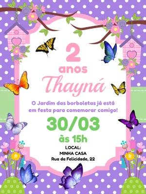 Convite Aniversário Jardim das Borboletas Editável Online