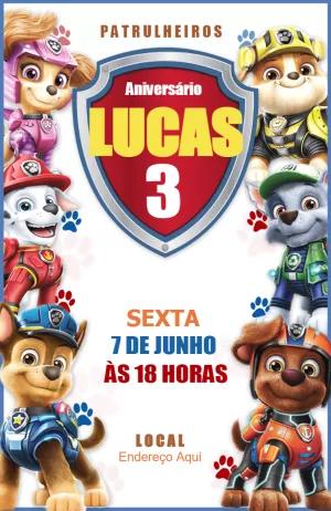 Convite Aniversário Patrulha Canina para Editar Online