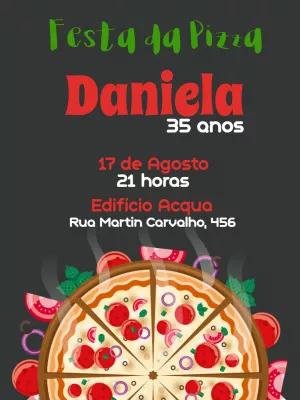 Convite de Aniversário Festa da Pizza para Editar Online