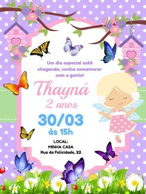 Convite de Aniversário Jardim das Fadas Editável Online