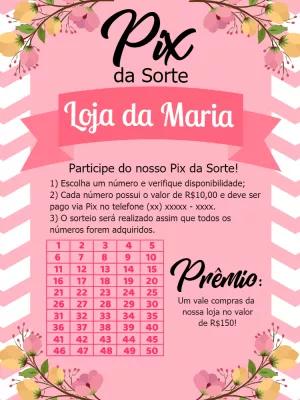 Cartela de Rifa Pix da Sorte Floral para Editar Online