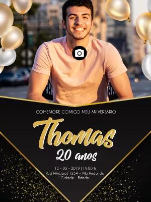 Convite de Aniversário Masculino com Foto para Editar Online