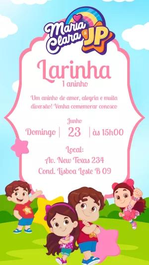 Convite de Aniversário Maria Clara e JP para Editar Online