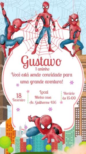 Convite de Aniversário Homem-Aranha para Editar Online