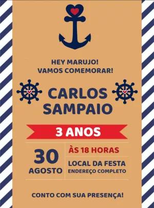 Convite de Aniversário Marinheiro Editável Online