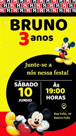 Convite de Aniversário Mickey Mouse para Editar Online