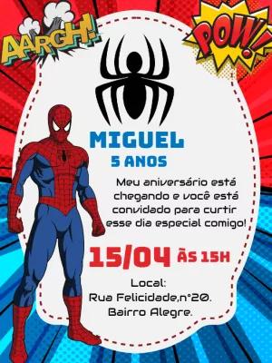Convite de Aniversário Homem Aranha para Editar Online