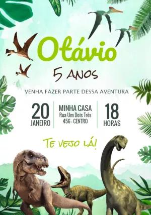 Convite de Aniversário Dinossauro para Editar Online