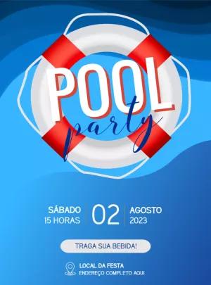 Convite de Aniversário Pool Party com Bóia para Editar Online