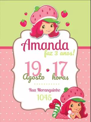 Convite de Aniversário Moranguinho Clássica para Editar Online
