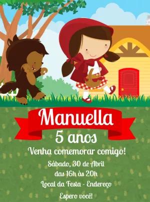Convite Aniversário Chapeuzinho Vermelho para Editar Online