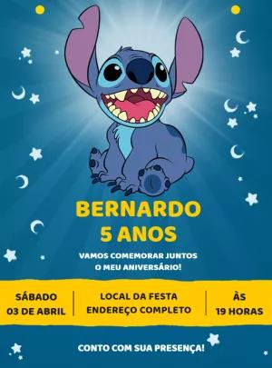 Convite de Aniversário Stitch para Editar e Imprimir