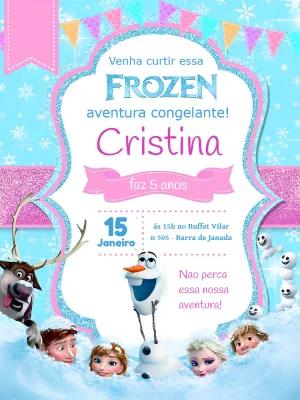 Convite de Aniversário Frozen com Personagens para Editar Online