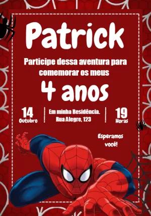 Convite de Aniversário Homem Aranha para Editar Online