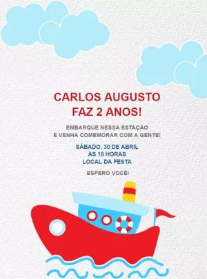 Convite Aniversário Barquinho Marinheiro para Editar Online