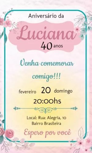 Convite de Aniversário Floral Delicado para Editar Online