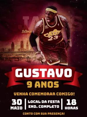 Convite de Aniversário Basquete LeBron James para Editar Online
