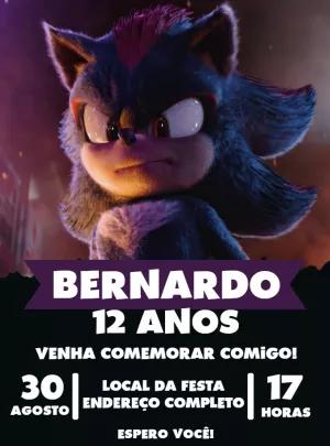 Convite de Aniversário Shadow Sonic para Editar Online