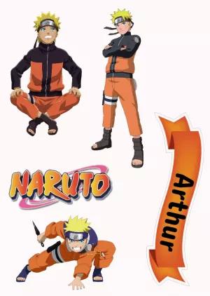 Topo de Bolo Naruto com Personagens para Editar e Imprimir