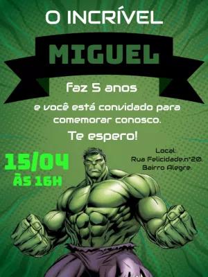 Convite de Aniversário Hulk do Incrível Herói para Editar