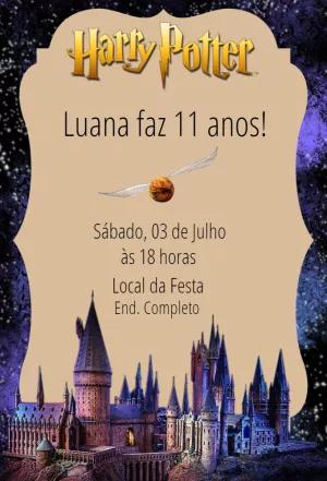 Convite Aniversário Harry Potter Hogwarts para Editar Online