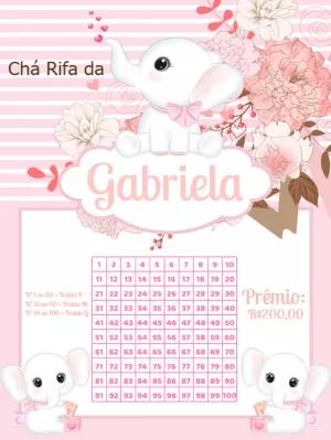 Chá Rifa Elefantinha Rosa Editável Online para Chá de Bebê