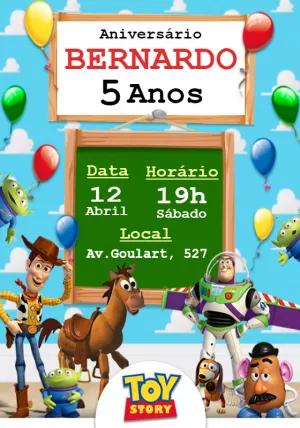 Convite Aniversário Toy Story com Personagens para Editar Online