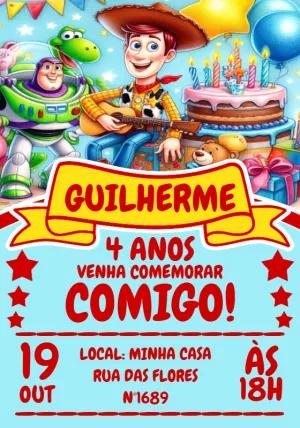 Convite de Aniversário Toy Story com Personagens para Editar