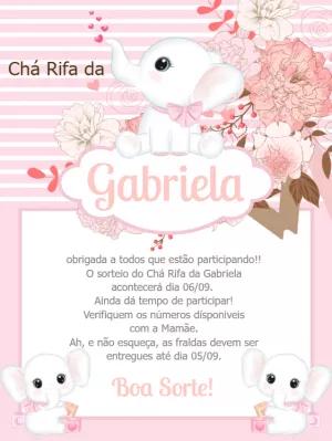 Convite Chá Rifa Elefantinha Rosa para Editar Online