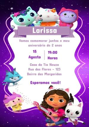 Convite Aniversário A Casa Mágica da Gabby para Editar Online