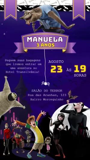 Convite de Aniversário Hotel Transilvânia para Editar Online