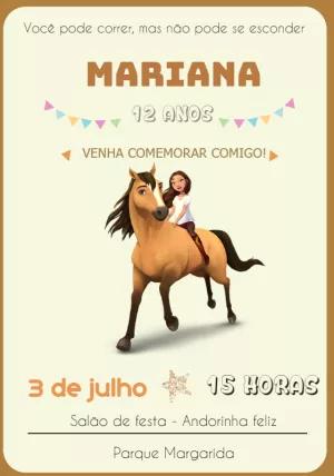 Convite de Aniversário Spirit Corcel Indomável para Editar