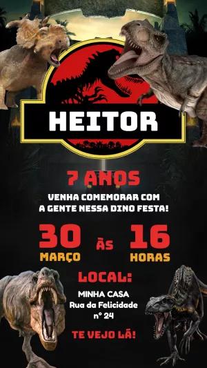 Convite Aniversário Jurassic Park Dinossauro para Editar Online