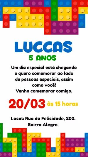Convite Aniversário Blocos de Montar para Editar Online