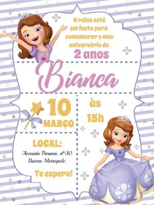 Convite Aniversário Princesa Sofia Editável Online