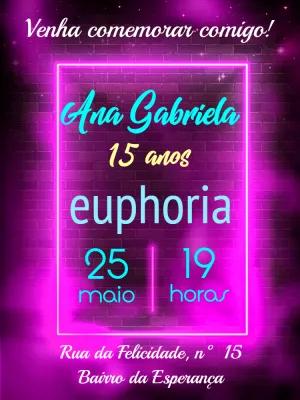 Convite de 15 Anos Tema Euphoria para Editar Online